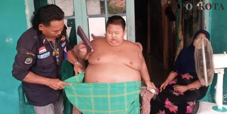 Rafka Adi Putra bocah berbobot 126 Kilogram asal Babelan  Kabupaten Bekasi.(ihsan fahmi)