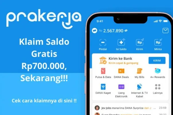 Saldo DANA BLT Rp700.000 bantuan pemerintah via Kartu Prakerja 2024. Cek NIK KTP jika lolos segera cairkan. (POSKOTA)