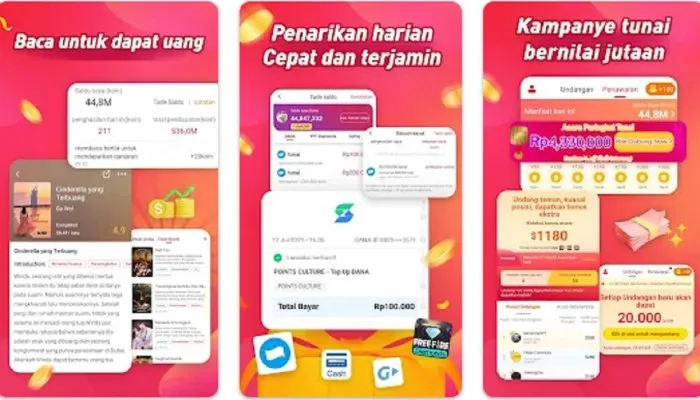 Buruan klaim saldo DANA gratis Rp100.000 setiap hari hanya dengan menggunakan aplikasi penghasil uang Cashzine yang terbukti membayar ke dompet elektronik kamu. (Tangkap layar/Google PlayStore)