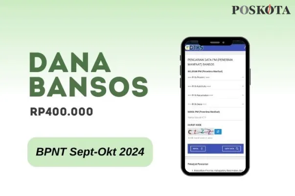 Informasi pencairan dana bansos Kemensos Rp400.000 dari program BPNT September-Oktober 2024. (Poskota/Della Amelia)