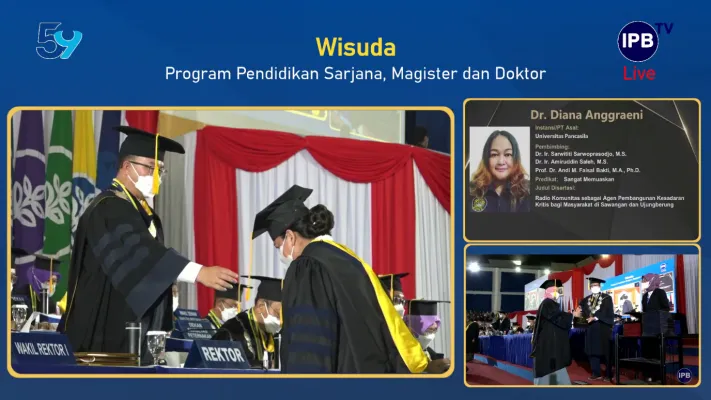 Dr. Diana Anggraeni, S.IP, MM, M. I. Kom diwisuda dari IPB. (ist)