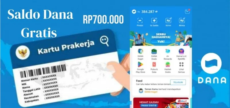 Saldo DANA gratis Rp700.000 dari prakerja gelombang 71. (Edit Foto: Risti Ayu Wulansari/POSKOTA)