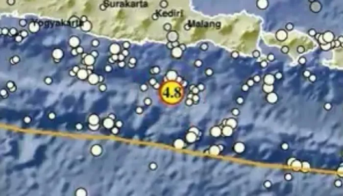 Gempa terkini M 4,8 guncang Malang, Jawa Timur hari ini. (Twitter/@infoBMKG)