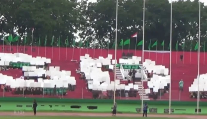 Suasana Gladi bersih Harlah 1 abad NU di Stadion Gelora Delta Sidoarjo, Senin (6/2/2023).(tangkap layar Metro TV)