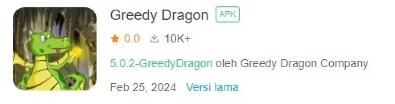 Greedy Dragon adalah salah satu game penghasil saldo dana gratis yang bisa kamu coba. (Foto: Apkpure)