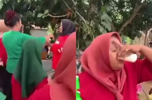 Viral, sekelompok ibu-ibu asyik joget sambil minum miras ditonton anak-anak.(Tangkap Layar X/@Heraloebss)