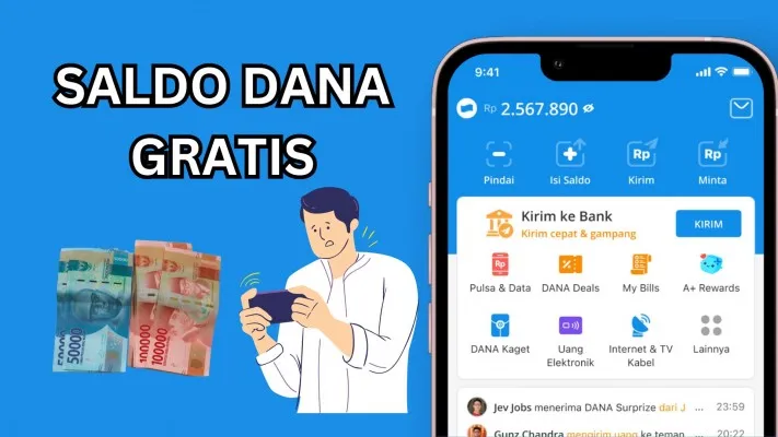 Saldo DANA gratis dari TikTok. (Poskota/Legenda Kinanty Putri)