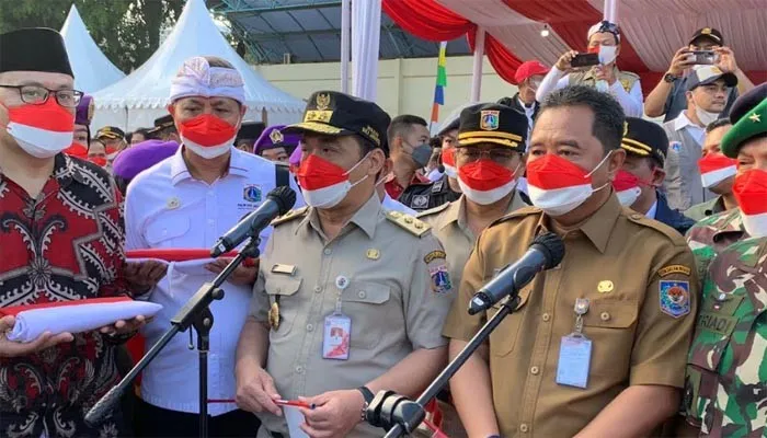 Wagub Ariza saat konferensi pers di Lapangan Banteng Jakpus.(Aldi)