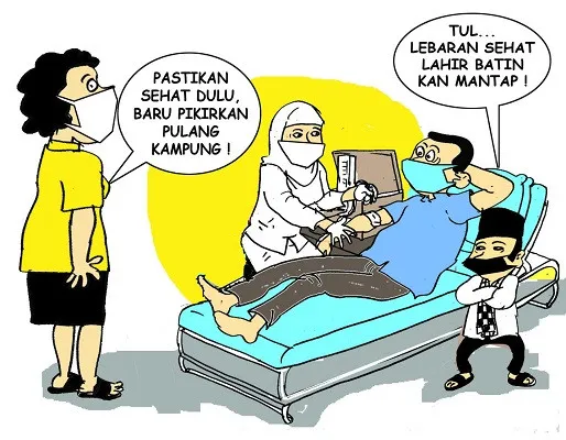 Ilustrasi Sental Sentil Sehat Dulu, Baru Mudik. (ucha)