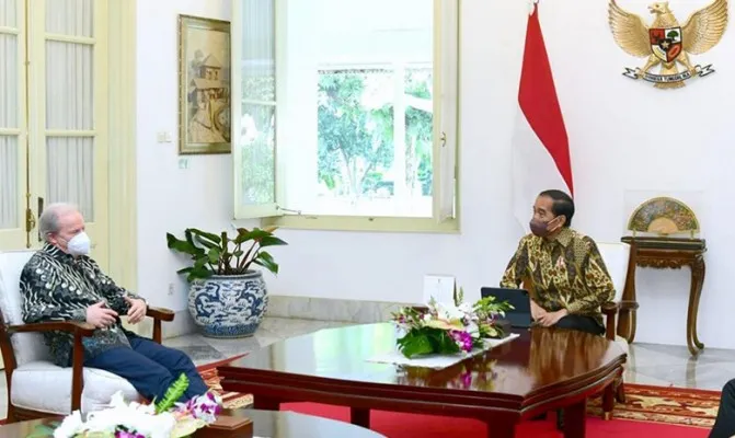 Dalam pertemuan dengan pimpinan Bank Dunia, Presiden Joko Widodo menyampaikan tren kenaikkan harga pangan dunia yang bisa mengancam pemulihan ekonomi dunia. (Foto/biropers)