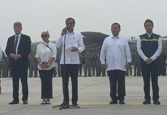 Presiden Jokowi saat melepas bantuan kemanusiaan dari Indonesia untuk Gaza, Palestina.(Ist)