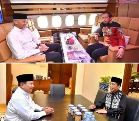 Kolase Presiden Jokowi saat Bersama Ganjar Pranowo dan Prabowo Subianto (foto/ist)