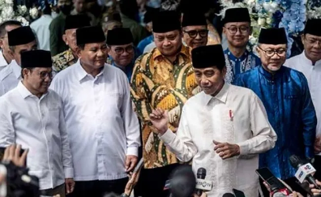 Presiden Joko Widodo saat silaturahmi dengan 6 pimpinan parpol pada bulan Ramadhan.(biropres)