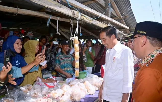 Presiden Joko Widodo saat mengunjungi Pasar Waru. (biro pers)