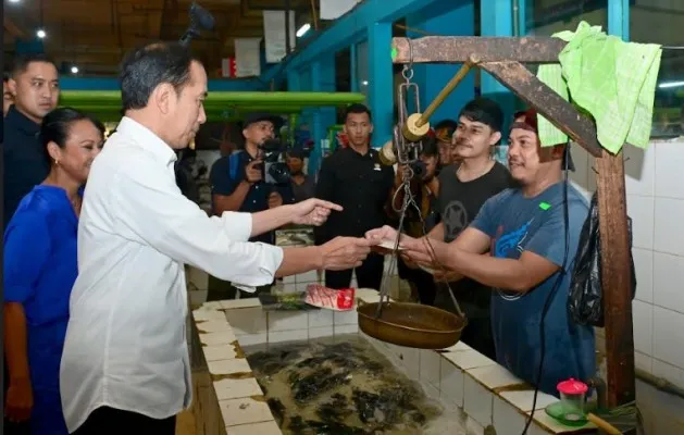 Presiden Joko Widodo saat tinjau Pasar Jatinegara. (biro pers)