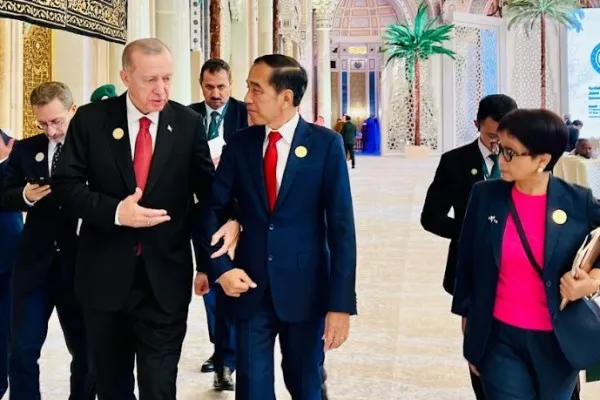 Presiden Joko Widodo saat bertemu Presiden Turki Recep Tayyip Erdogan. (biro pers)