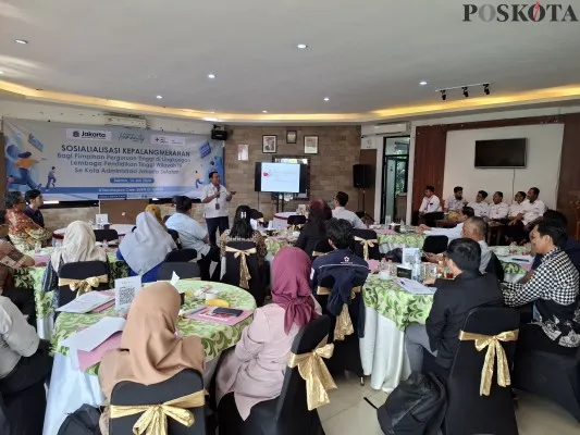 Sosialisasi kepalangmerahan oleh PMI Jakarta Selatan (Jaksel) di perguruan tinggi. (Poskota.co.id/Angga Pahlevi)