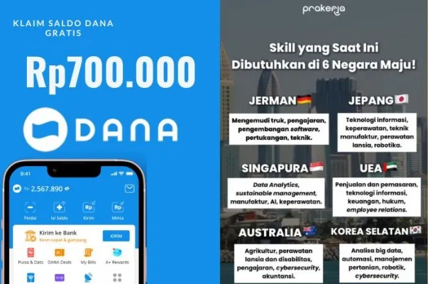 Modal NIK e-KTP dan saldo Gratis Rp700.000 di dompet elektronik DANA, Sobat berpeluang bekerja di luar negeri, ikuti panduannya! (POSKOTA)