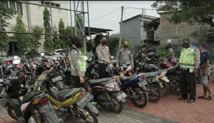 Puluhan motor diamankan polisi bekasi.(Ist)