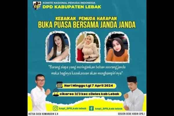 Pamflet pemberitahuan acara bukber KNPI Kabupaten Lebak yang beredar di media sosial. (Dok: Group WhatsApp)