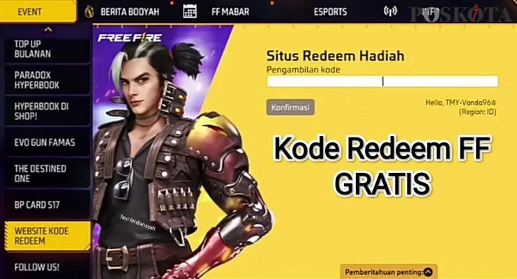 Kode redeem FF update kembali dibagikan pagi hari ini, Selasa 21 Mei 2024. (foto: fani ferdiansyah/poskota.co.id)