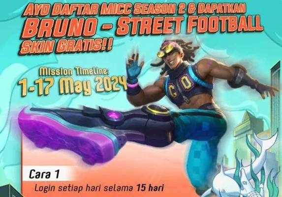 Dapatkan skin Bruno Street FootBall pada kode redeem MLBB 1 Mei 2024 (Instagram/realmobilelegendsid)