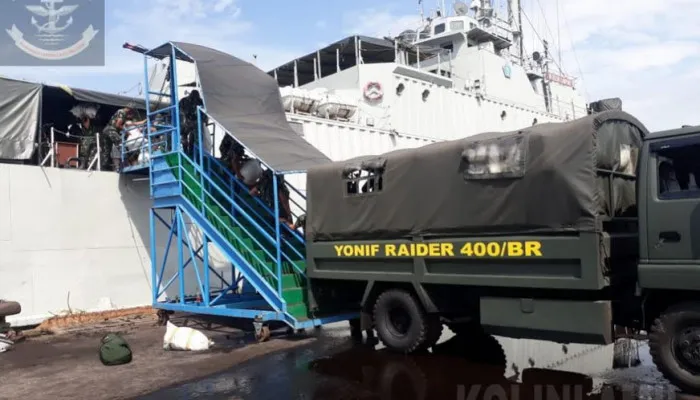 Ratusan Prajurit Raider 400 debarkasi di Pelabuhan Tanjung Mas.(Ist)