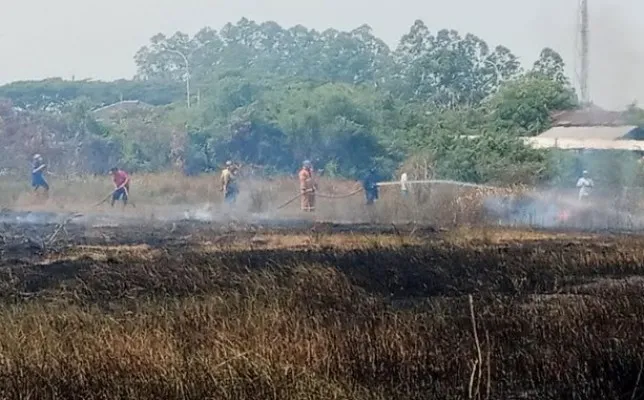 Lahan kering di Cikarang Timur terbakar. (Ist).