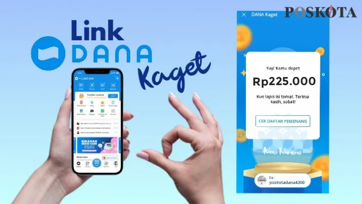 Cuma sekali ketuk dengan kuota terbatas klaim link DANA Kaget Rp225.000 hari ini 17 November 2024. (DANA/Freepik/Neni Nuraeni)