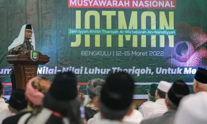 Mahfud MD  di acara Musyawarah Qubro Jatman  di Bengkulu. (ist)