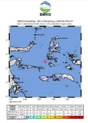 Peta gempabumi di Maluku Utara. (ist)