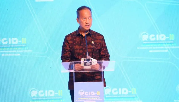 Menteri Perindustrian Agus Gumiwang Kartasasmita menyampaikan laporan pada acara pembukaan Regional Conference on Industrial Development (RCID) ke-2 di Jakarta.(Humas Kemenperin)