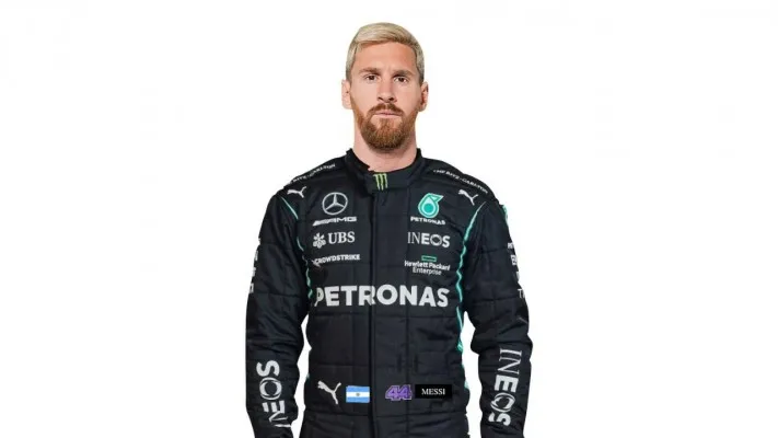 Gambaran Messi kalau join tim Mercedes F1. (Foto/Instagram/@gp_n_meme)