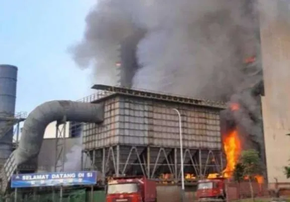 Pabrik pengolahan nikel milik PT Indonesia Tsingshan Stainless Steel (ITSS), terbakar, Minggu (24/12/2023) pagi.(Ist)