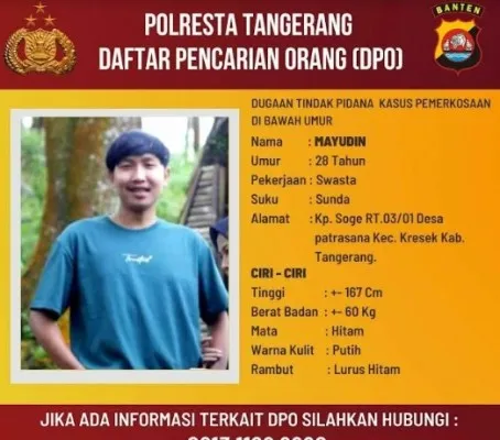 Poster DPO pelaku pemerkosaan yang disebar oleh Polresta Tangerang. (ist)