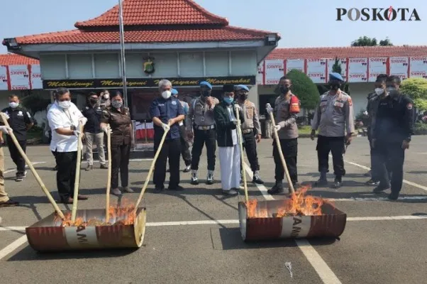 Pemusnahan narkoba di Mako Polres Metro Tangerang. (Iqbal)