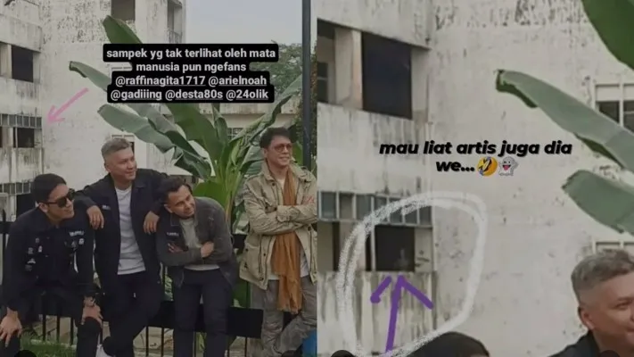 Sosok yang diduga penampakan tertangkap kamera kru Rans Entertainment saat memotret The Dudas Minus 1 di area RS tempat Ariel NOAH lahir. (Instagram: @raffinagita1717)