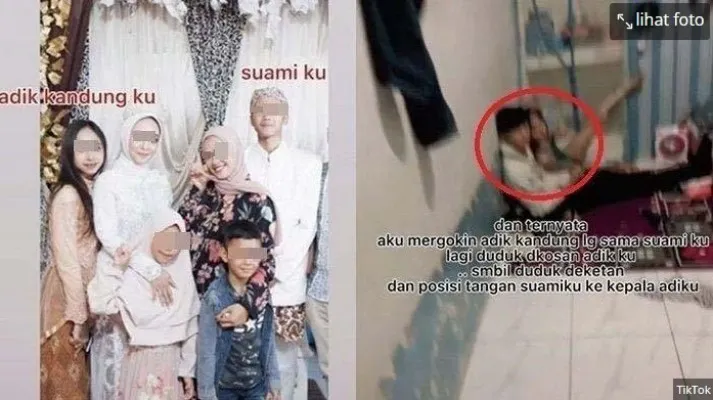 Viral istri pergoki suaminya selingkuh dengan adik kandung.(TikTok)