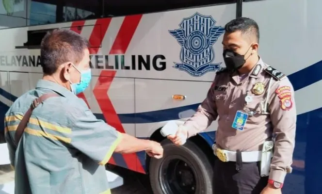 Prokes ketat di layanan Simling Polda Banten.(Ist)