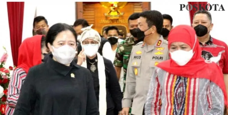 Ketua DPR  Puan Maharani bersama Gubernur Jawa Timur Khofifah Indar Parawansa. (rizal)