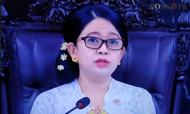 Puan Maharani dalam sidang Paripurna  DPR busana adat Bali. (rizal/tangapan layar)