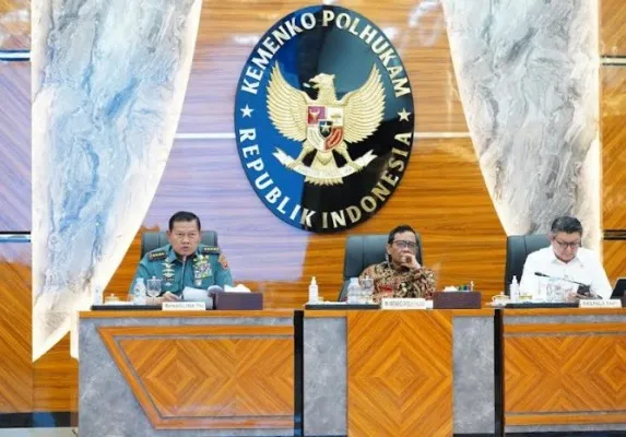 Panglima TNI Laksamana TNI Yudo Margono,S.E.,M.M., menghadiri rapat koordinasi bersama Kementerian Polhukam, Kemenlu, Kemsos, BIN, Mabes Polri dan BNPT .(Ist)