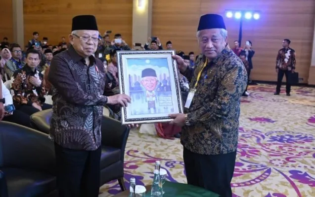 Wapres KH Ma'ruf Amin saat menghadiri Rakornas BWI. (setwapres)