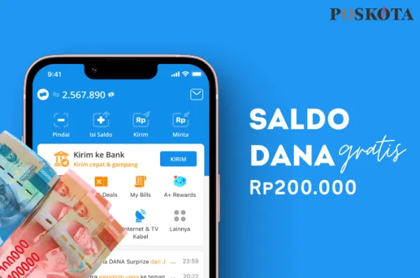 Ada saldo DANA Rp200.000 gratis yang berhak masuk ke dompet elektronik pada hari ini 28 Desember 2024. (Poskota/Della Amelia)