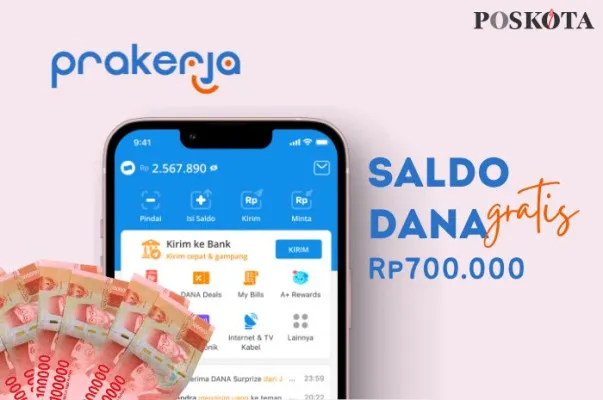 Klaim saldo DANA gratis Rp700.000 dari Kartu Prakerja. (Poskota/Della Amelia)