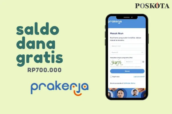 Segera login Kartu Prakerja dan dapatkan saldo DANA gratis insentif Rp700.000. (Poskota.co.id/Della Amelia)