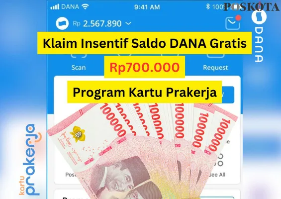 Dapatkan insentif saldo DANA gratis Rp700.000 dari  program Kartu Prakerja. (Foto: Poskota/Adam Ganefin)