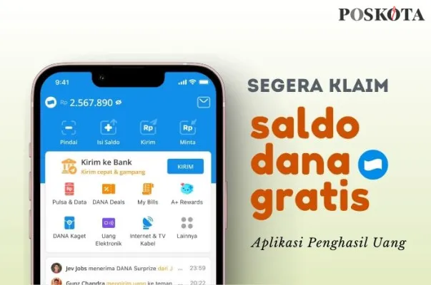 Deretan aplikasi penghasil saldo DANA gratis tanpa undang teman. (Poskota/Della Amelia)