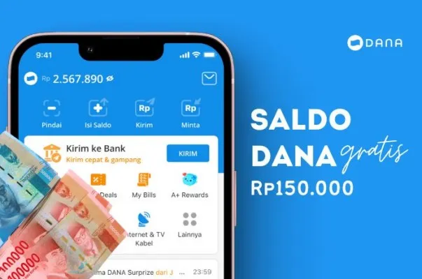 Panduan ambil saldo DANA gratis Rp150.000 yang cepat cair ke dompet elektronik. (Sumber: Poskota.co.id/Della Amelia)