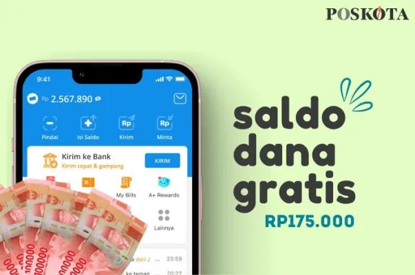 Klaim saldo Rp175.000 gratis dengan cara klik link DANA Kaget sekali hari ini. (Poskota/Della Amelia)